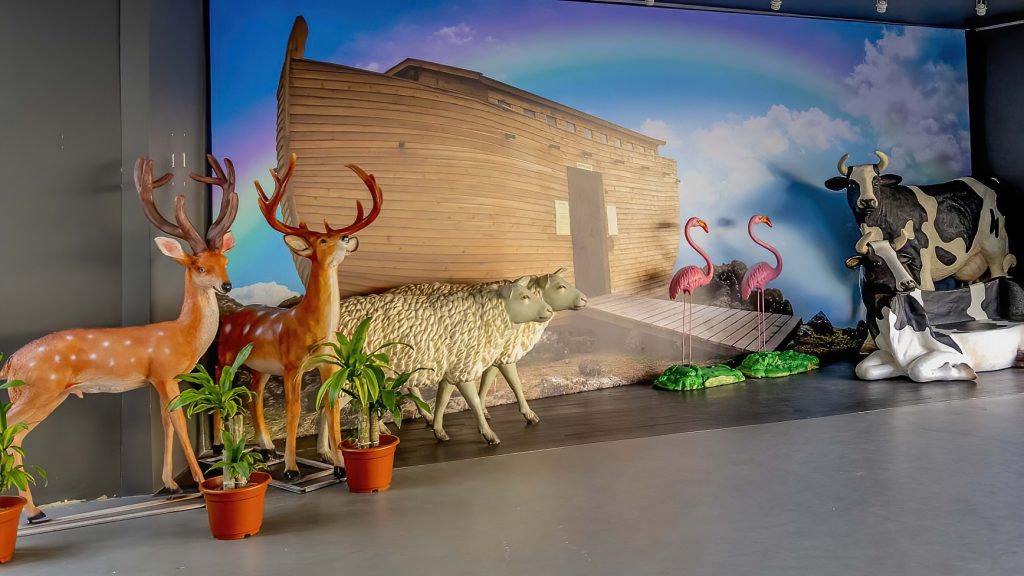 Backdrop of Noah's Ark in St. Andrew's Mission School.