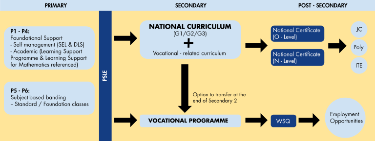 An infographic showing the various educational pathways a student can take in St. Andrew's Mission School.